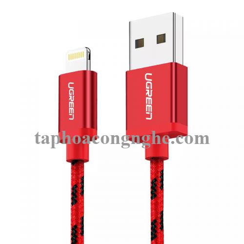 Ugreen 40478 0.5M màu Đỏ Cáp Lightning sạc + truyền dữ liệu cho iPhone US247 30040478